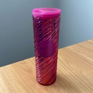 BNWT Starbucks Pink Sangria Spiral Textured Tumbler